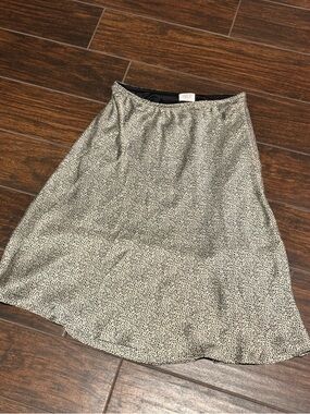 Sienna Sky Black & White Leopard Print Silk Satin Midi Skirt